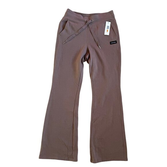 Calvin Klein New Womens Size Sm Straight Leg Cozy Sweatpant Taupe Fleece Lined - Picture 1 of 15